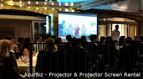 Photo of our High Definition Projectors & Mobile Projector Screen in situe at an event | AzurBiz AV Rental Services